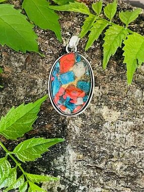 Oyster Turquoise 925 Sterling Silver Pendant